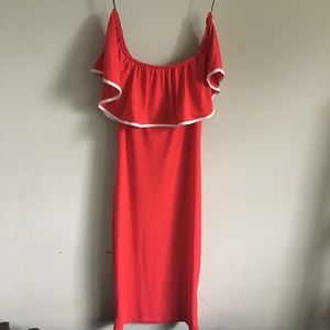 Pink | Red Party Shoulder Dress Strapless